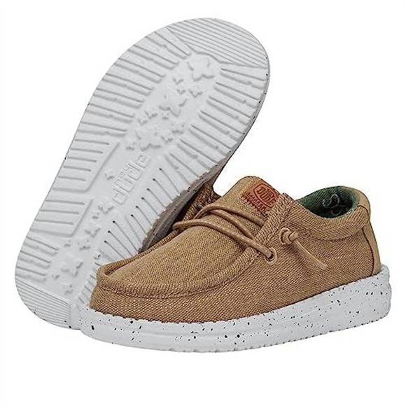 NEW HEY DUDE wally youth washed canvas shoes in walnut - Picture 1 of 4